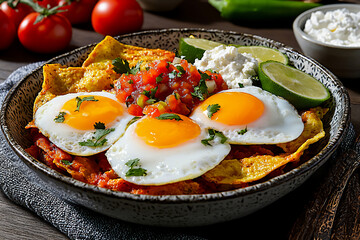 Wall Mural - P Artistic image of a bowl of chilaquiles top