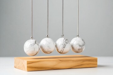 Poster - A flat, modern design of Newton cradle with geometric precision
