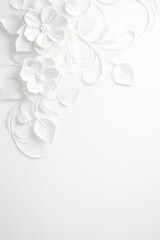 Poster - Embossed white paper texture illustrating floral patterns for elegant design applications