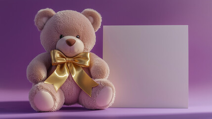 teddy bear with white card