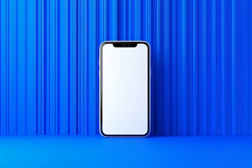 vertical white mockup of a smartphone, 3d model on a blue background --chaos 20 --ar 3:2 --style raw