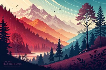 Wall Mural - sunrise in mountains