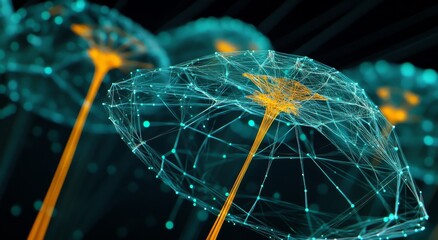 Poster - Complex Network of Interconnected Lines and Nodes Forming Dandelions