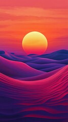 Poster - Witness the breathtaking beauty of a vibrant sunset illuminating the vast red dunes of the Saharan desert, creating a magical blend of colors in the sky. A true spectacle of nature's artistry