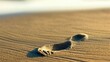© xbzz - Footprint in soft sand beachfront nature tranquil environment close-up perspective serenity concept