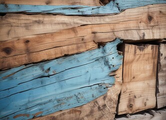 Wall Mural - Textured Weathered Wood Background Rustic Blue and Brown Tones