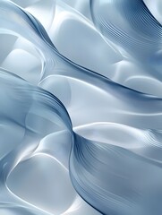 Poster - An abstract composition featuring flowing lines and soft gradients in shades of blue and white, creating a serene and fluid atmosphere that evokes calmness and tranquility.