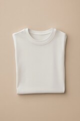 Poster - Soft cotton T-shirt neatly folded on calming neutral background for comfortable everyday wear