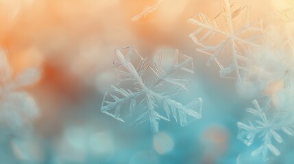 Poster - snowflake close-up. Attractive winter background