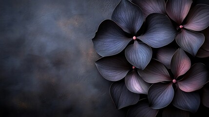 Wall Mural - Dark hydrangeas, moody backdrop, floral design, greeting card