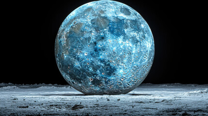 Wall Mural - stunning close up image of moon surface, showcasing its craters and textures under night sky. moon appears luminous and captivating