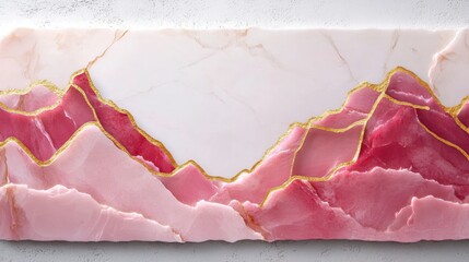 Poster - Pink and gold marble wall with white background for interior design and art projects