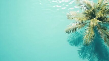 Wall Mural - Tropical beach view with coconut palm tree and turquoise water creating a serene and relaxing atmosphere for leisure activities. Generative AI