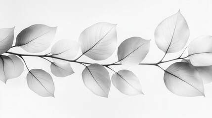 Canvas Print - Monochrome leaf branch, studio, white, design