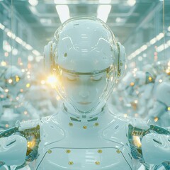Poster - Exploring advanced robotics technology in a futuristic factory environment