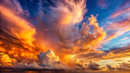 Wall Mural - Vibrant Sunset Sky with Dramatic Clouds and Colorful Hues at Dusk