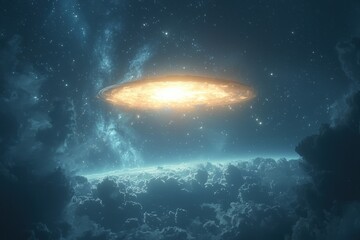 Poster - Celestial event reveals cosmic landscape above earth digital artwork fantasy environment cosmic viewpoint