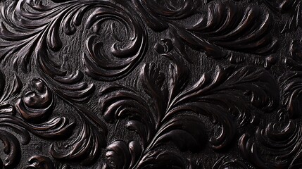 Wall Mural - Dark ornate floral carved texture