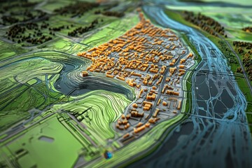 Poster - advanced gis mapping software displaying layers of urban infrastructure and environmental data .