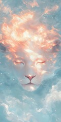 Poster - Majestic lion portrait dreamy atmosphere digital art ethereal environment surreal concept