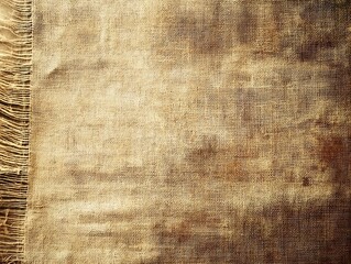 Poster - Rustic Burlap Fabric Textile Texture with Fringe for Vintage and Craft Background : Generative AI