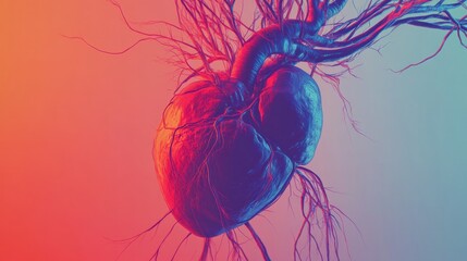 Aufkleber - Vivid anatomical representation of the circulatory system emphasizing veins, arteries, and the heart in futuristic style. Generative AI