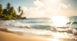 © abdul - Dreamy seascape with a softly blurred beach background, gentle bokeh lights over the serene ocean and sky, highlighting the sandy foreground.