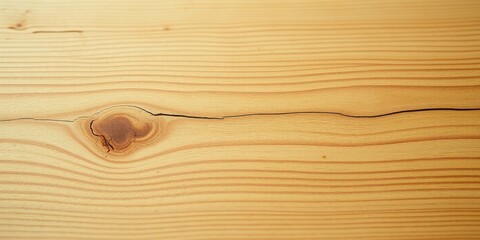 Wall Mural - Close-up view of light wood grain texture with a central knot and a thin crack