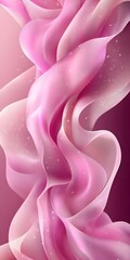 Wall Mural - An abstract composition showcasing flowing, delicate pink fabric waves, creating a serene and dreamy atmosphere with hints of sparkle against a soft gradient background.