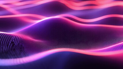 Poster - Neon Wave Abstract:  A mesmerizing abstract landscape of vibrant pink and purple neon waves, creating a dynamic and futuristic feel.