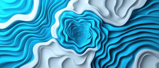 Poster - Abstract background featuring flowing blue and white waves creating a tranquil visual effect