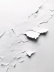 Poster - Textured White Paint Peeling Off Wall Surface Creating Abstract Shapes and Shadows