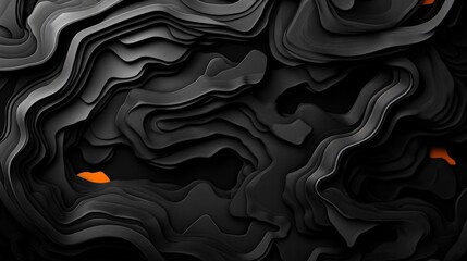 Poster - Abstract black and orange background with smooth gradients and dynamic flowing shapes for creative designs