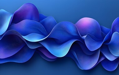 Poster - A vibrant wave of blue and purple abstract shapes undulating gracefully against a smooth backdrop, creating a sense of fluidity and harmony.