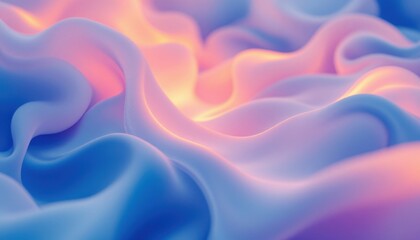 Poster - Abstract pastel fabric waves with soft lighting in pink and blue