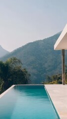 Leinwandbilder - Tranquil infinity pool with panoramic mountain scenery, capturing luxurious resort experience and peaceful vacation atmosphere in slow motion cinematography