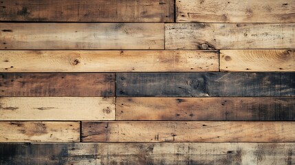 Fototapete - Rustic wooden planks with rich natural grain texture classic vintage look : Generative AI
