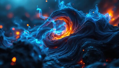 Poster - Fiery inferno and cool waves: a dance of flames and smoke