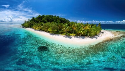 Wall Mural - discover a vibrant tropical island with clear waters and lush greenery this summer