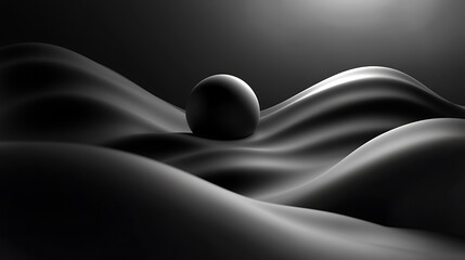 Wall Mural - Dark sphere on waves, abstract background