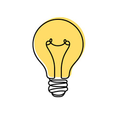 Wall Mural - Light bulb continuous one line drawing. Lightbulb in simple linear style. Idea, brainstorm concept. Vector illustration.