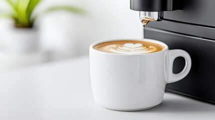 Wall Mural - Latte art coffee brewing machine office desk