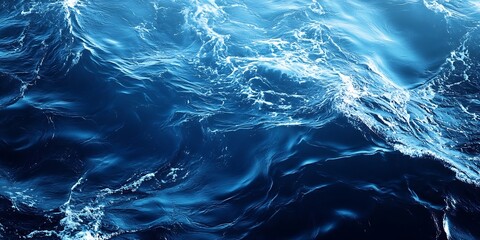 Poster - Dynamic Ocean Waves in Deep Blue Tones Capturing the Movement and Energy of the Sea : Generative AI
