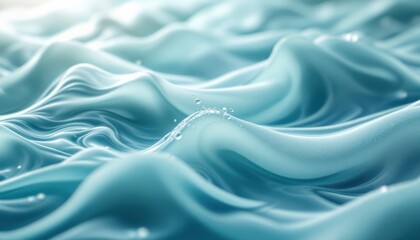 Poster - abstract turquoise fluid waves with light reflections and water droplets