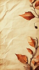 Aufkleber - Vintage Autumn Leaves Arranged on Textured Brown Paper Background for Seasonal Design : Generative AI