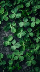 Aufkleber - Lush Green Clover Leaves Carpet with Dark Mocha Soil Texture : Generative AI