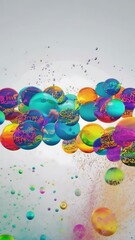 Poster - A white background with three colorful spheres in the middle. The spheres are of different colors and sizes