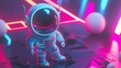 © Aris Suwanmalee - Futuristic astronaut figure in neon colors.