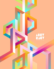 Wall Mural - isometric impossible colorful lines. abstract geometric background. vector design elements. bright v
