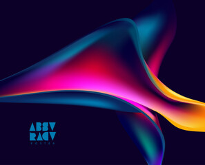 Wall Mural - colorful 3d liquid circle. abstract geometric shapes on dark background. vector design elements.